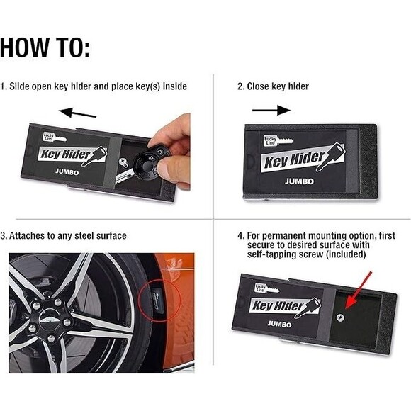 2 Pack Lucky Line Jumbo Magnetic Key Hider Case for Large Keys & Transponders - Picture 4 of 9